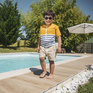 Rumena otroška majica s kratkimi rokavi za preprečevanje utopitev