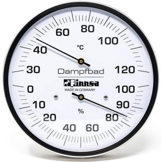 HIGROMETER-TERMOMETER v okroglem kovinskem okvirju ZA PARNE (turške) SAVNE