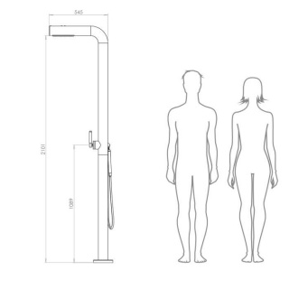 zunanji tuš za okolico bazena mere