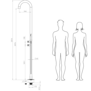 zunanji tuš za okolico bazena mere